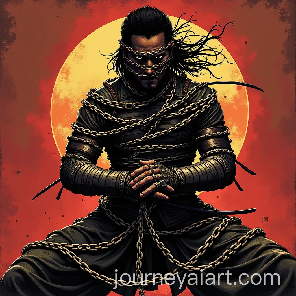 Samurai-Warrior-Bound-in-Chains-for-Epic-Music-Album-Cover