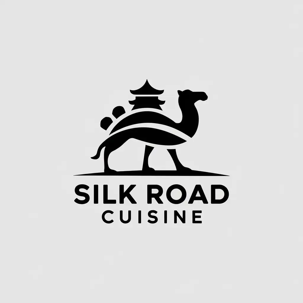 LOGO Design for Silk Road Cuisine Minimalist Fine Line Art with Cultural Fusion Theme