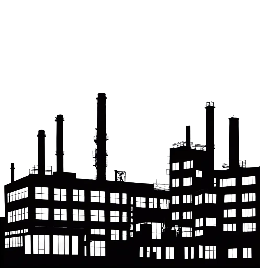 Silhouette-Industrial-Building-PNG-HighQuality-Transparent-Image-for-Versatile-Use