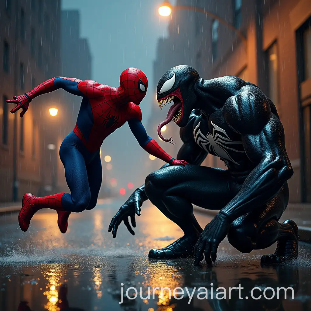 SpiderMan-vs-Venom-Intense-Battle-in-Rainy-City-Alley