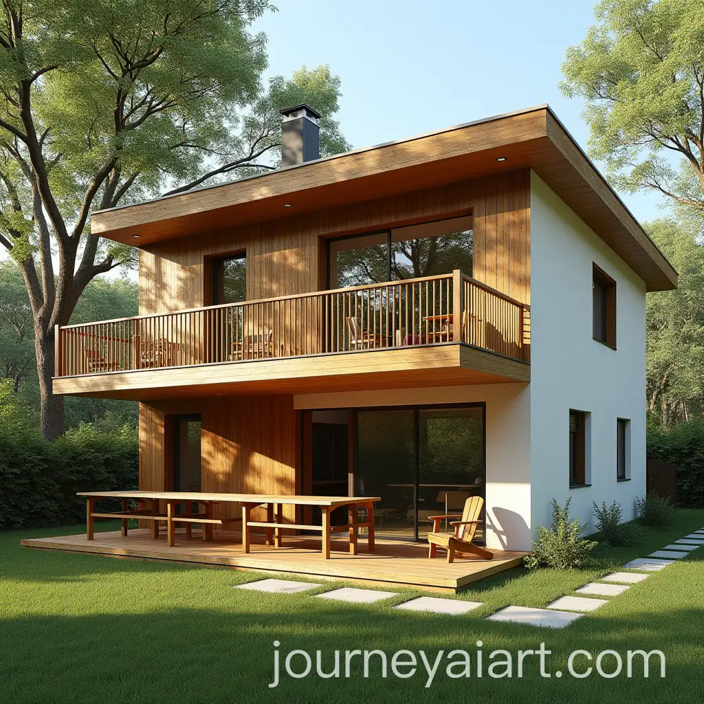 1970s-Style-TwoStorey-House-with-Wooden-Balcony-and-Front-Lawn