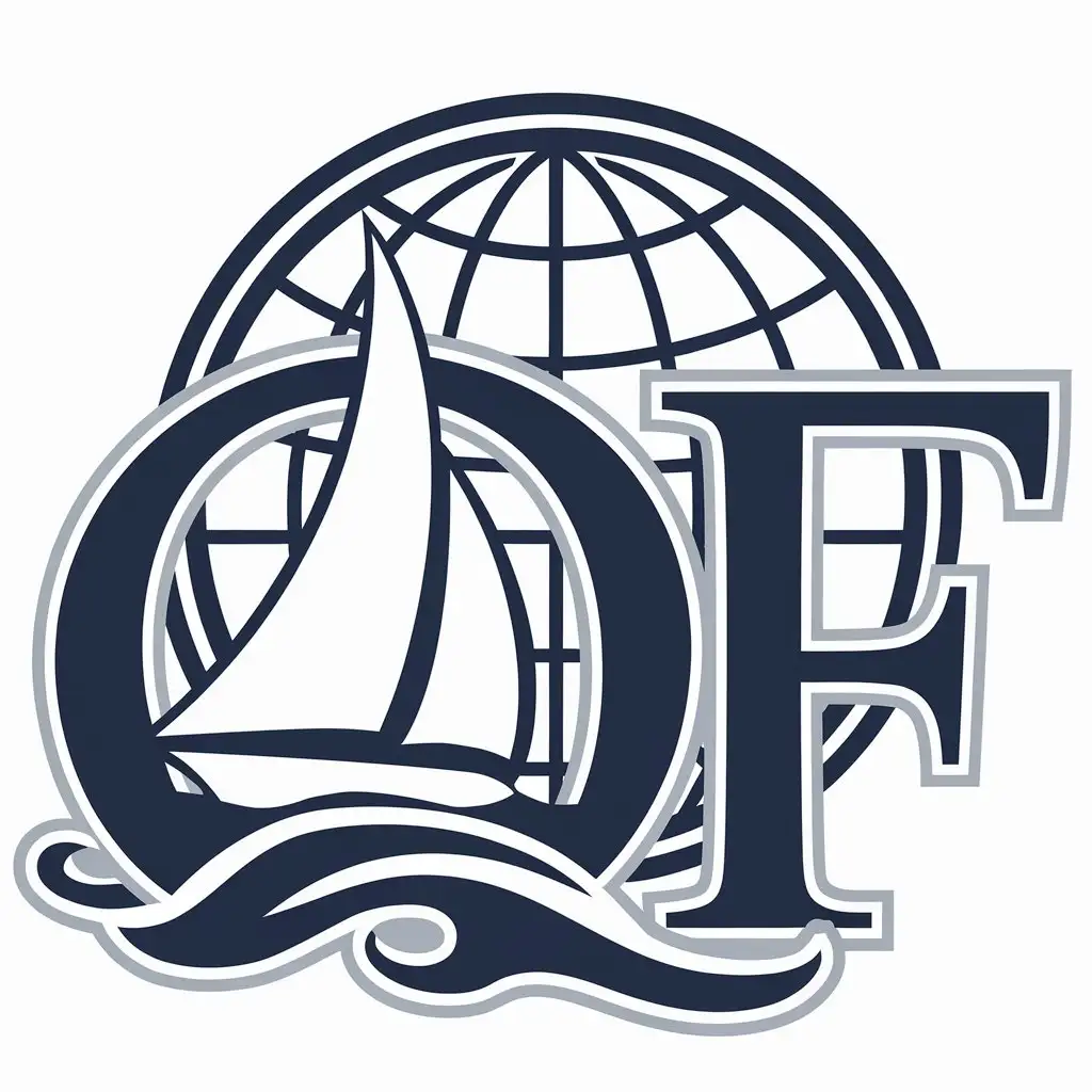 LOGO-Design-for-Qf-Sea-Sailboat-and-World-Elements-with-International-Business-Focus