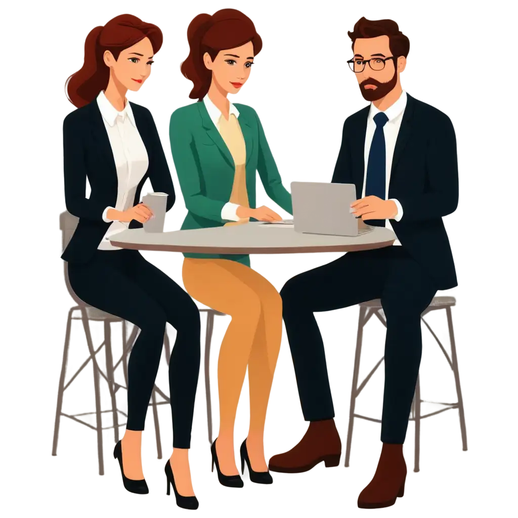 Works-Council-Cartoon-Style-with-Two-Women-and-One-Man-PNG-Image-for-Creative-and-Professional-Uses