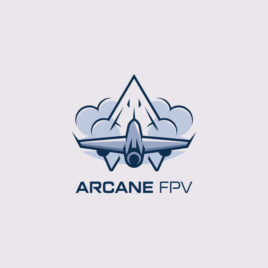 LOGO Design for Arcane FPV Minimalistic RC Airplane and Clouds on Clear Background