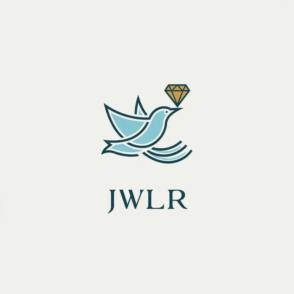 LOGO Design for JWLR Light Blue Bird Jewelry in Minimalistic Style for Beauty Spa Industry