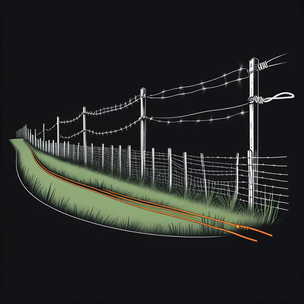 Sketch of Border Fence with Fiber Optic Cable Lines