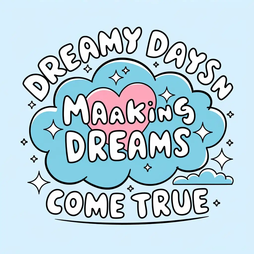 LOGO Design for Dreamy Days Whimsical Cloud with Light Blue Pink White Theme