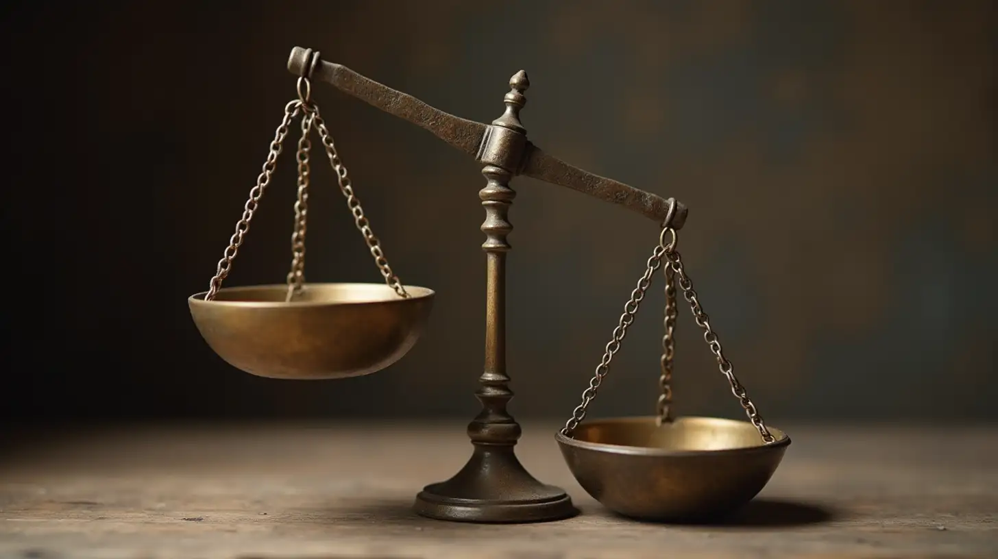 Symbolic Old Scales Representing Injustice and Honesty