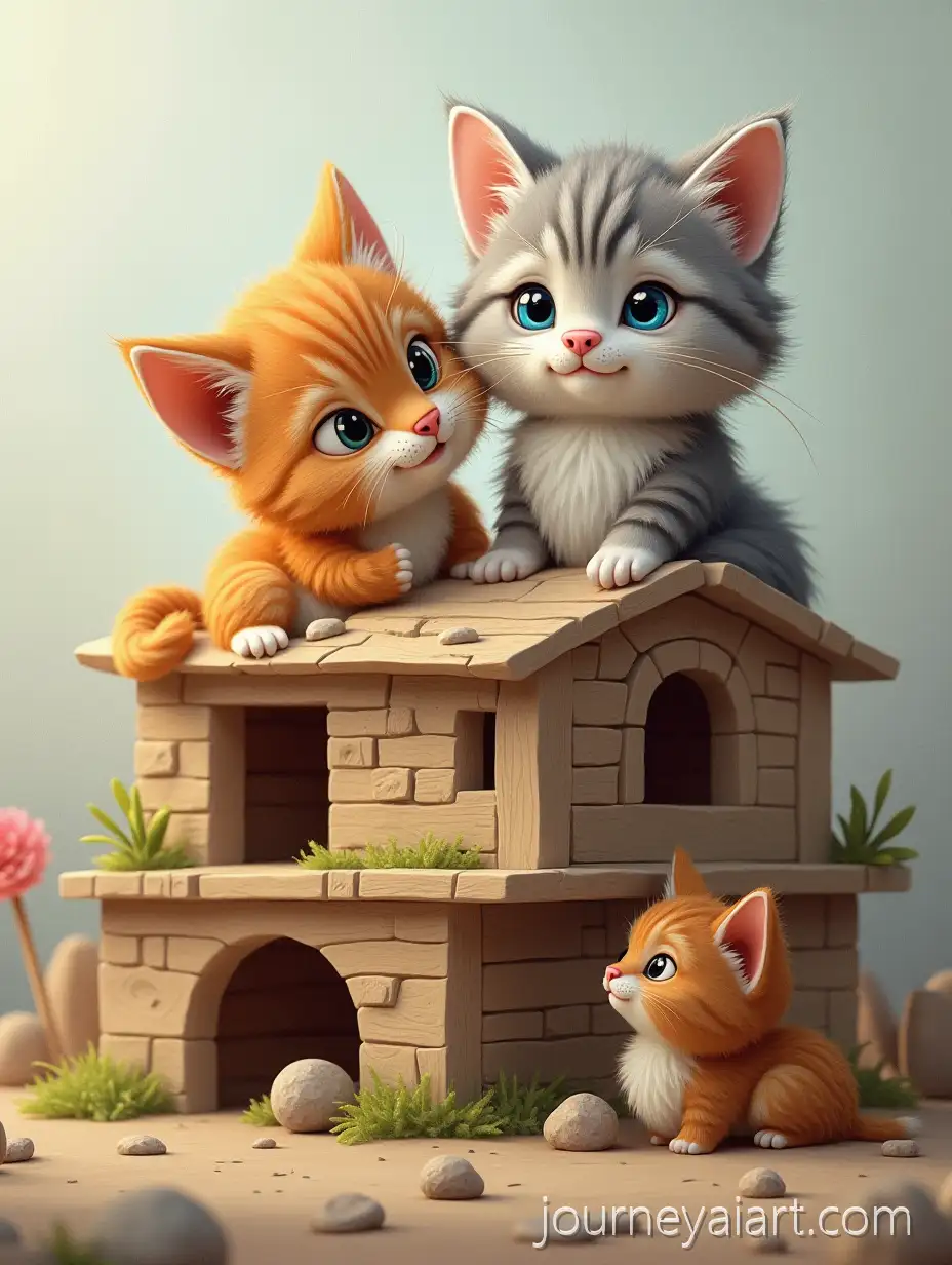 Kittens-Building-aKitties-building-a-house-Tiny-House-in-a-Cozy-Workshop
