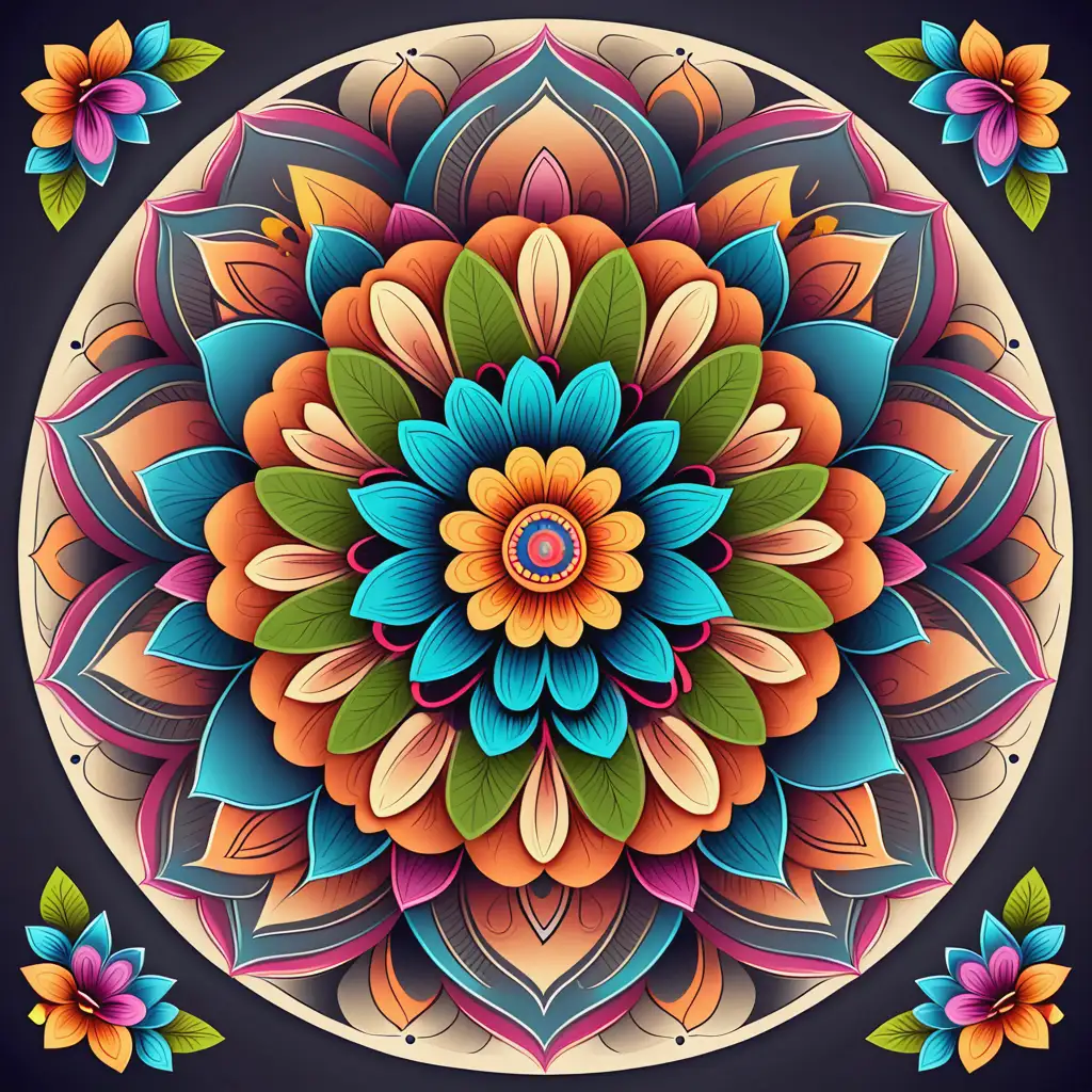 Colorful Mandala with Intricate Floral Design