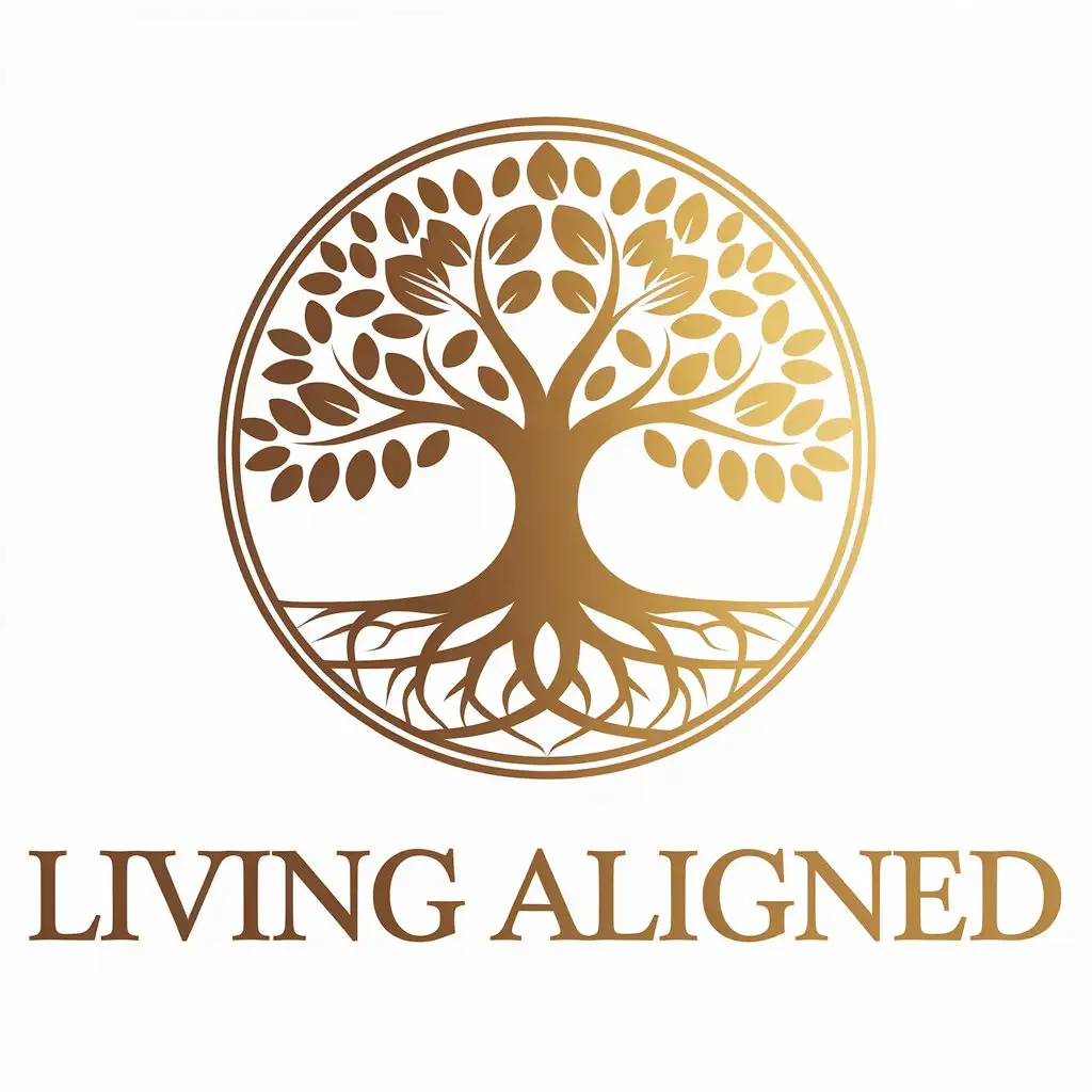 LOGO Design for Living Aligned Gold Tree of Change Life Symbol with Clear Background