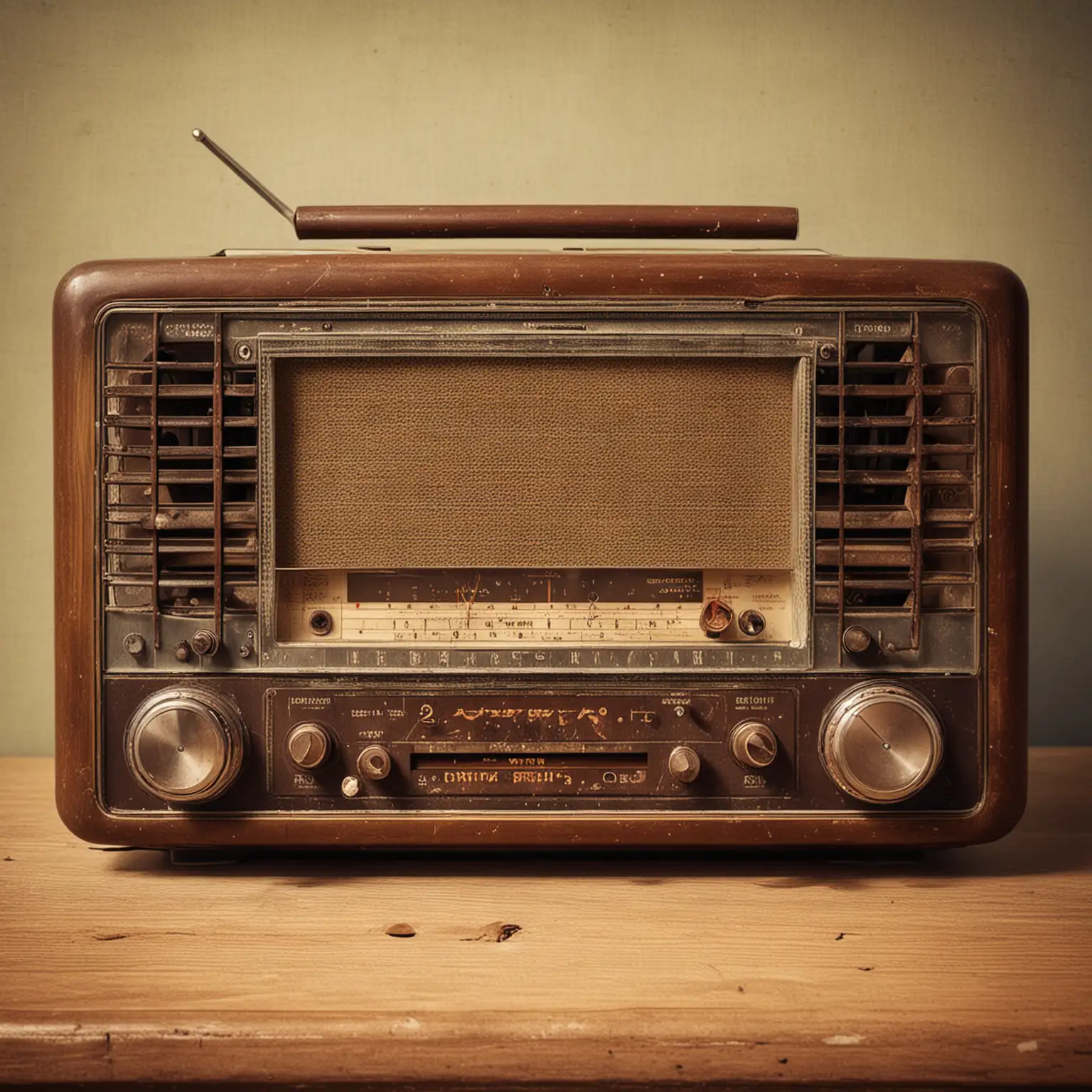 Vintage Old Radio with Retro Dials and Antenna