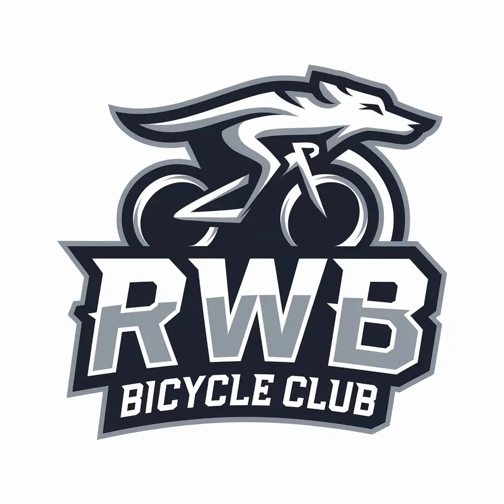 a vector logo design,with the text "RWB Bicycle club", main symbol:passion bicycle speed wolf,Moderate,be used in Sports Fitness industry,clear background