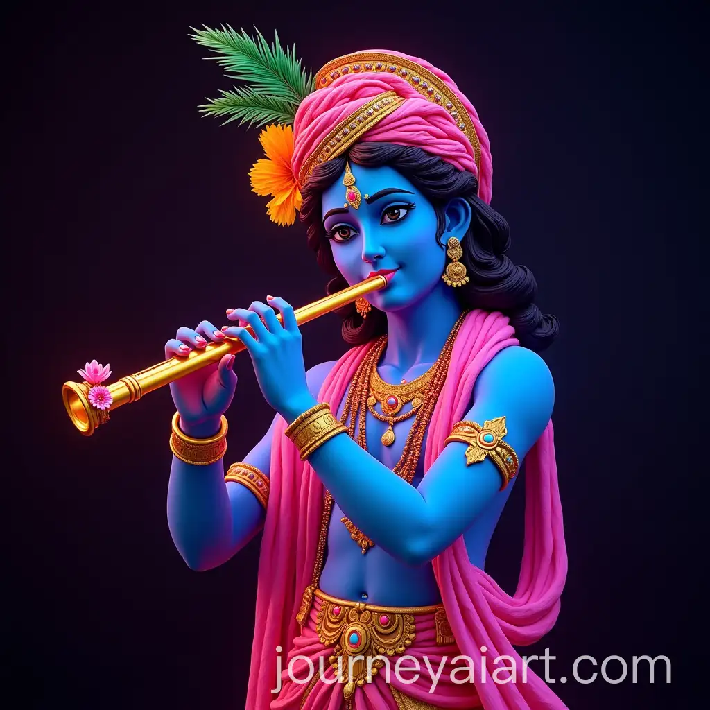 Lord-Krishna-Playing-Flute-in-Neon-Vibrant-Colors