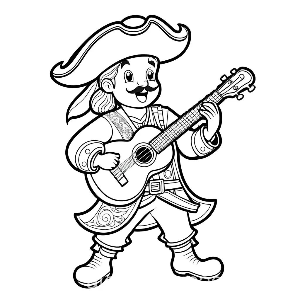 Playful-Pirate-Strumming-a-Ukulele-in-a-Fun-Coloring-Page