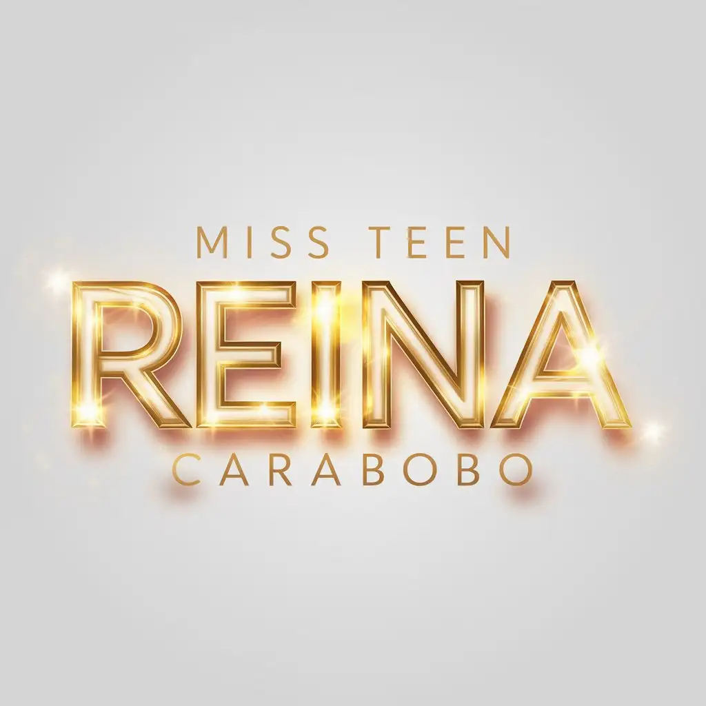 LOGO Design for Miss Teen Reina Carabobo Golden Text Style with Glow for Belleza y Spa Industry