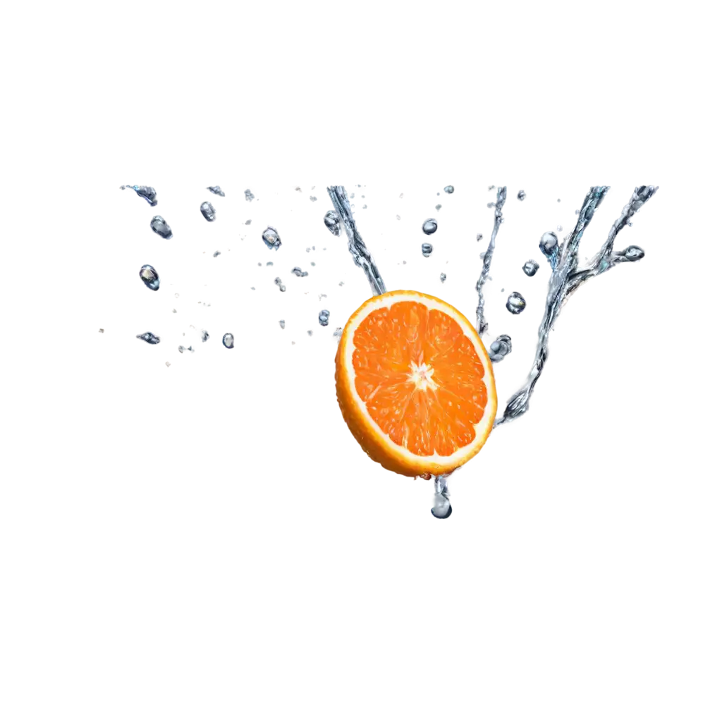 Drops of water are flowing from a cut orange