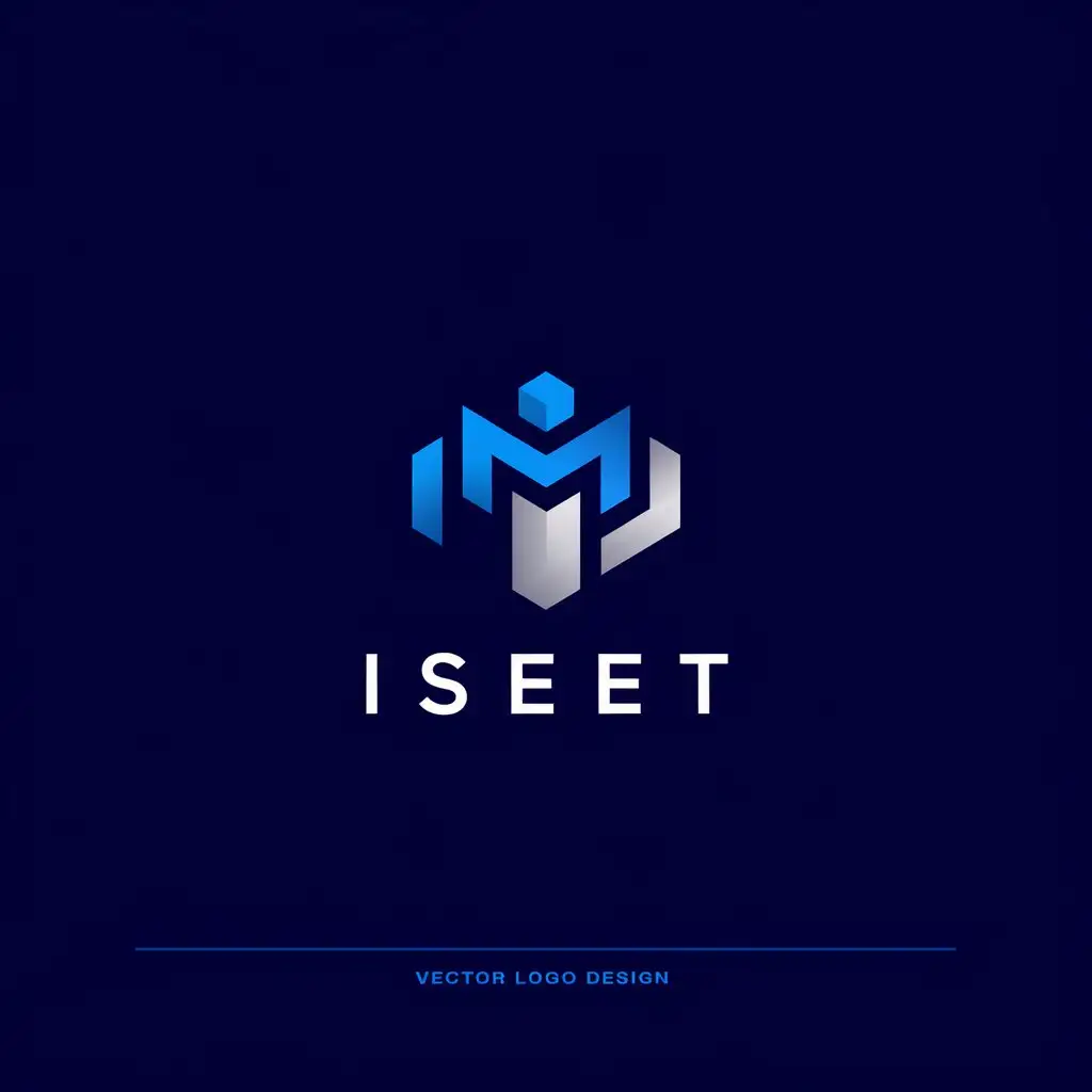 LOGO Design for ISEET Modern Geometric Abstract Icon with Blue and Silver Color Palette