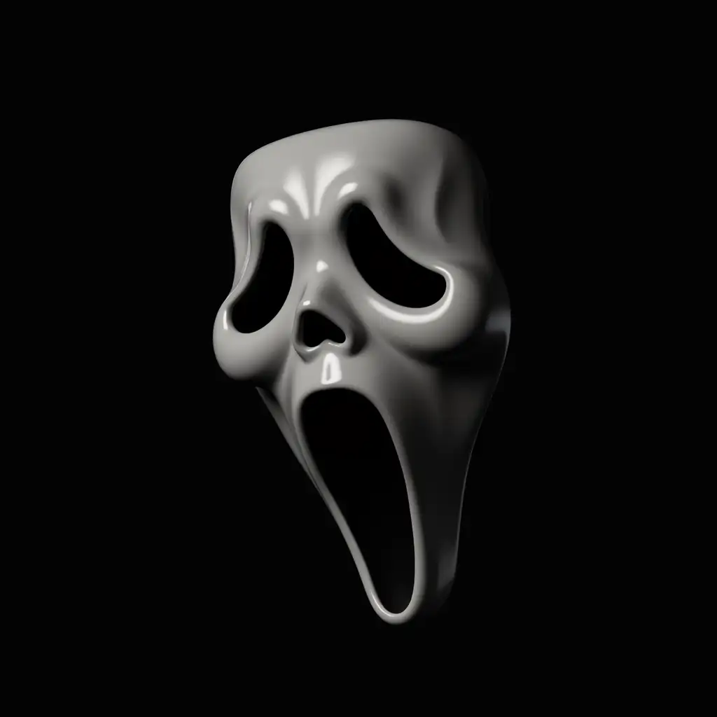 Floating Halloween Mask on Black Background