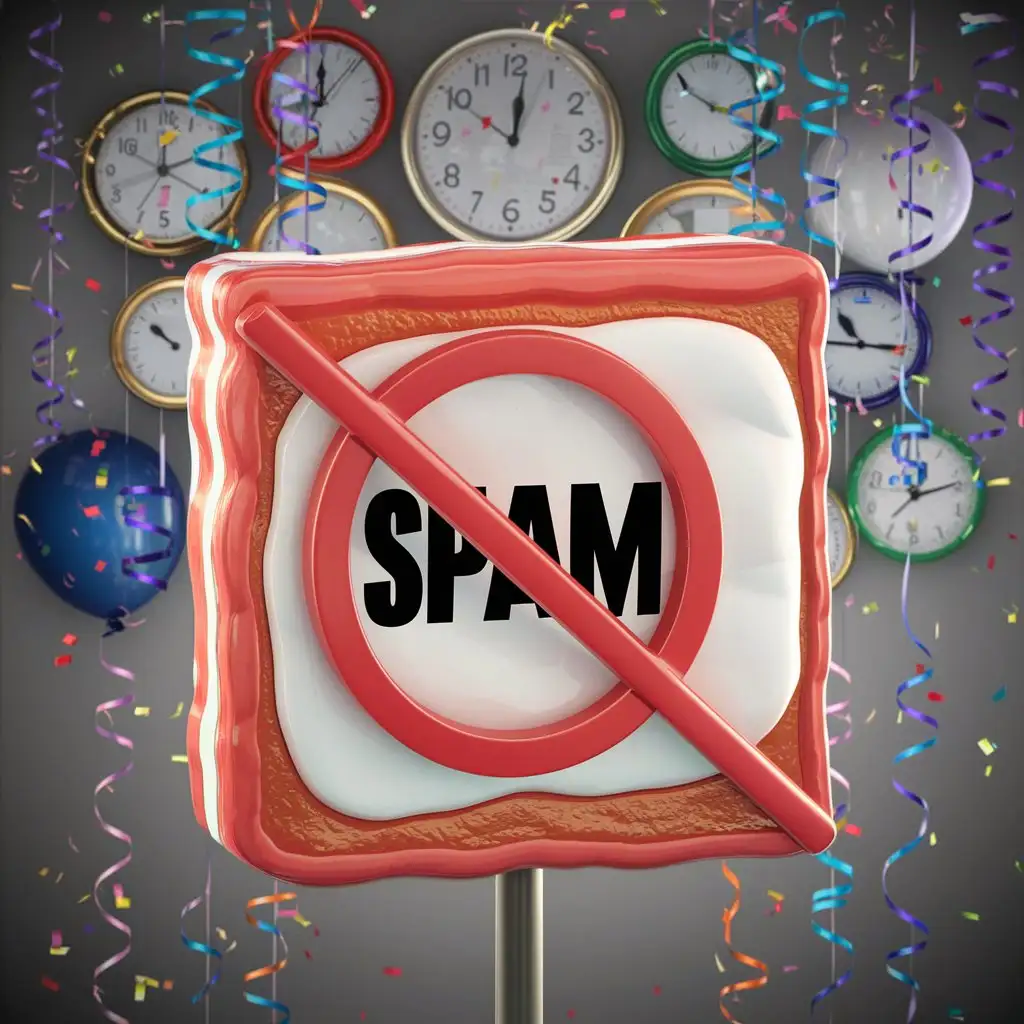 No Spam Sign Blocking Party Decorations and Clocks