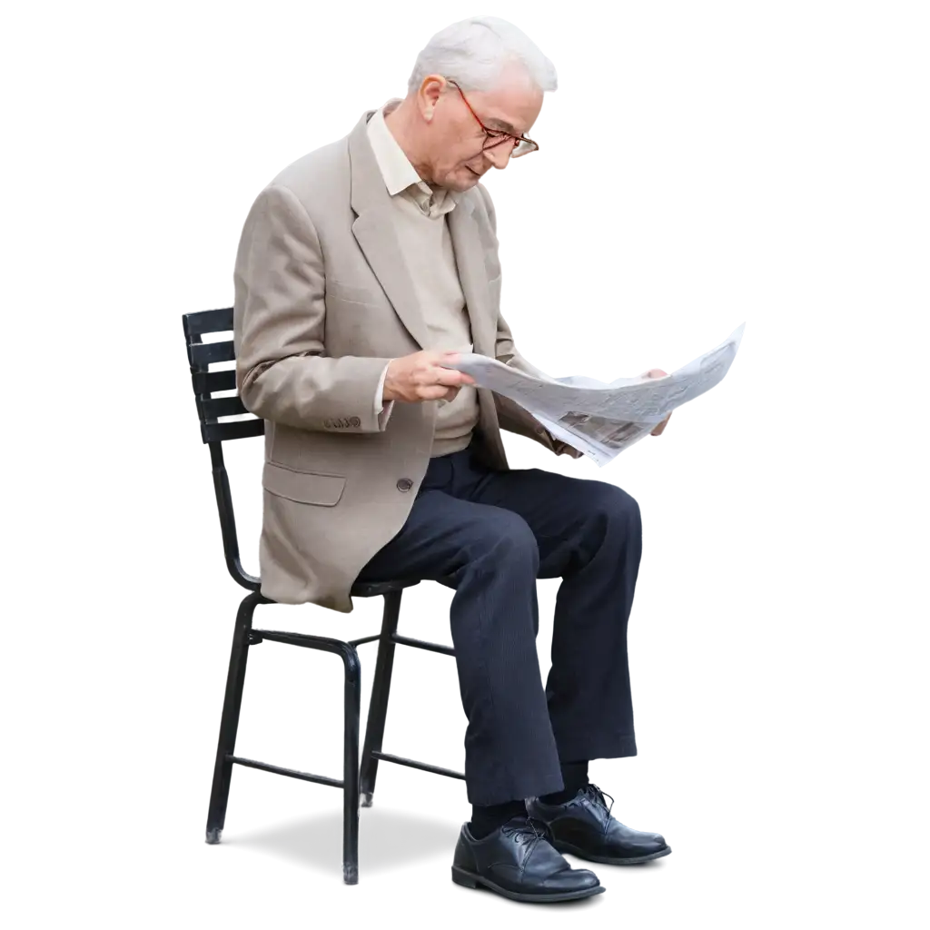 elderly man reading papers