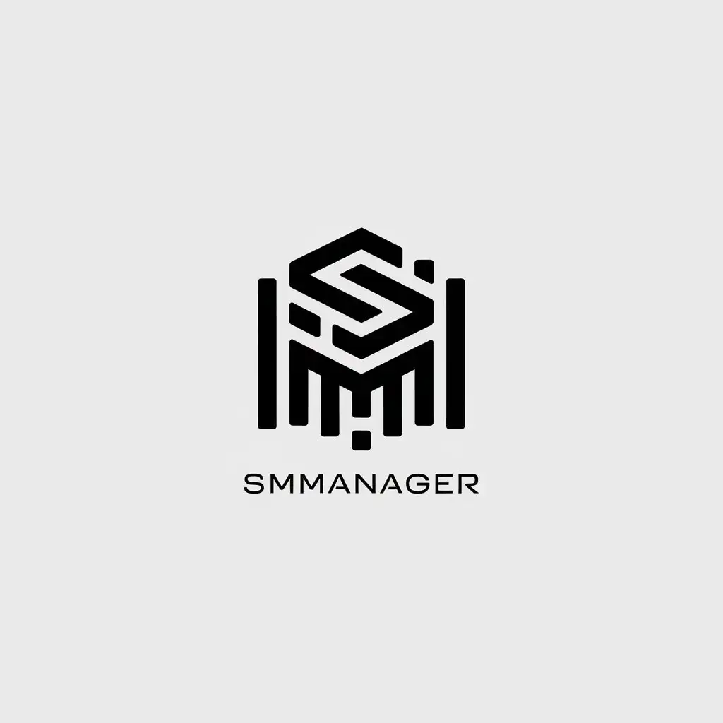 LOGO Design for SMManager Minimalistic Vector Design with Letter Combination and Clear Background