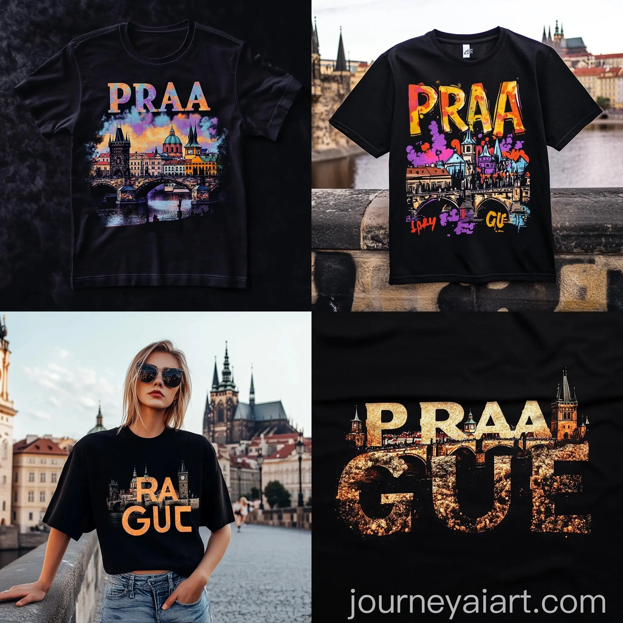 Prague-Tourist-Souvenir-TShirt-with-Giant-Openwork-Letters-and-Graffiti-Art-Style