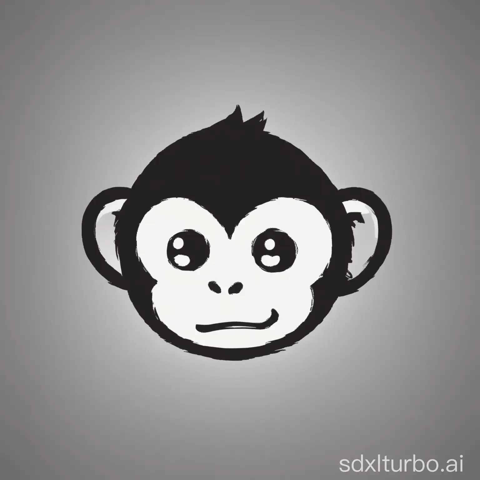 Generate a logo of a little monkey for website logo use, simple and cute with two to three colors, side image of a small monkey, need to be a single-colored image, with a smaller head and lively, best in black and white, cartoon style.