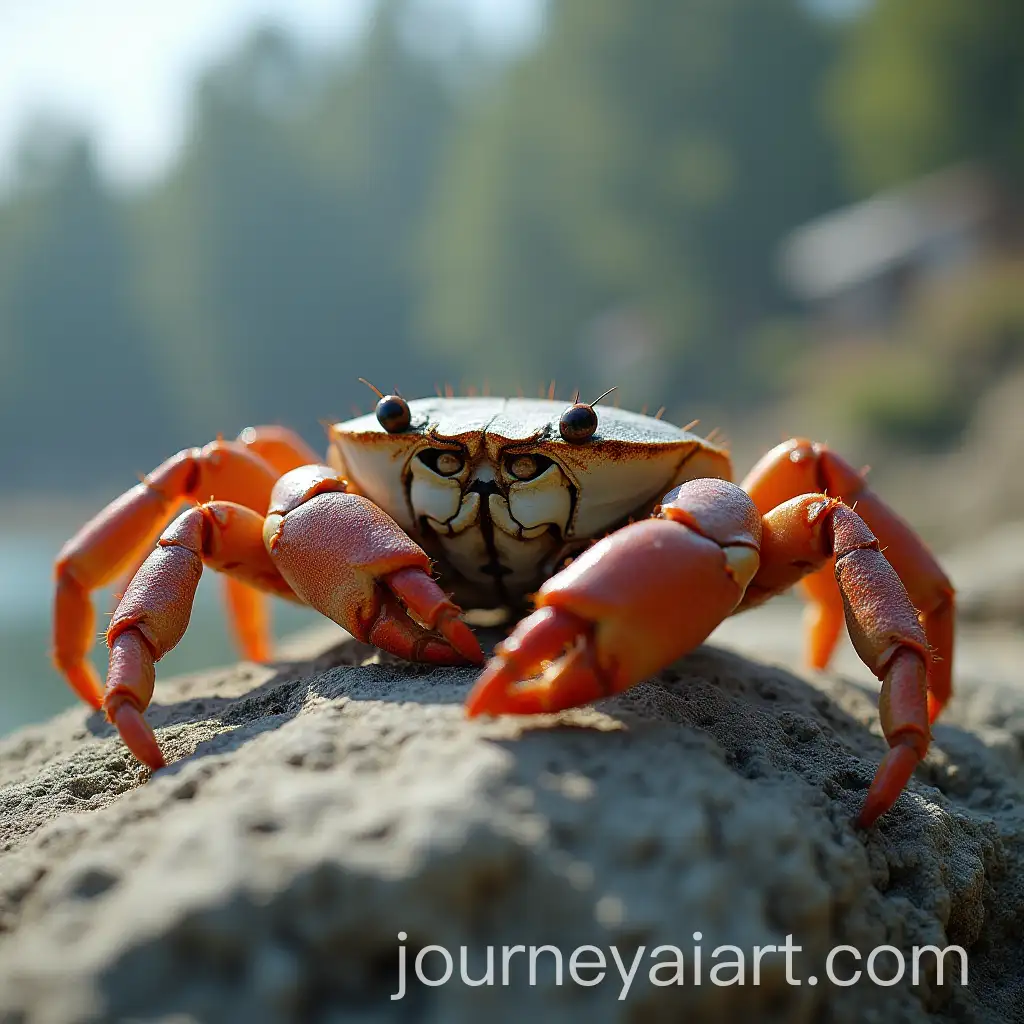 Crab-Sitting-on-a-Stone-by-the-Shore