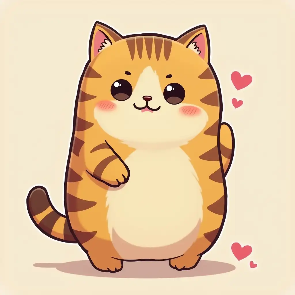 Loose characters, slightly fat cats, kijiji tiger cats, short legs, big eyes, cute, loving faces, gurgling, nyan