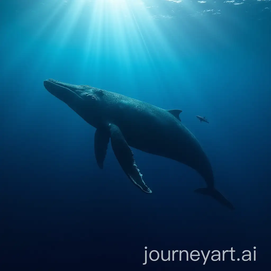 Gigantic-Blue-Whale-Swimming-in-the-Deep-Ocean-with-Boat-for-Size-Comparison