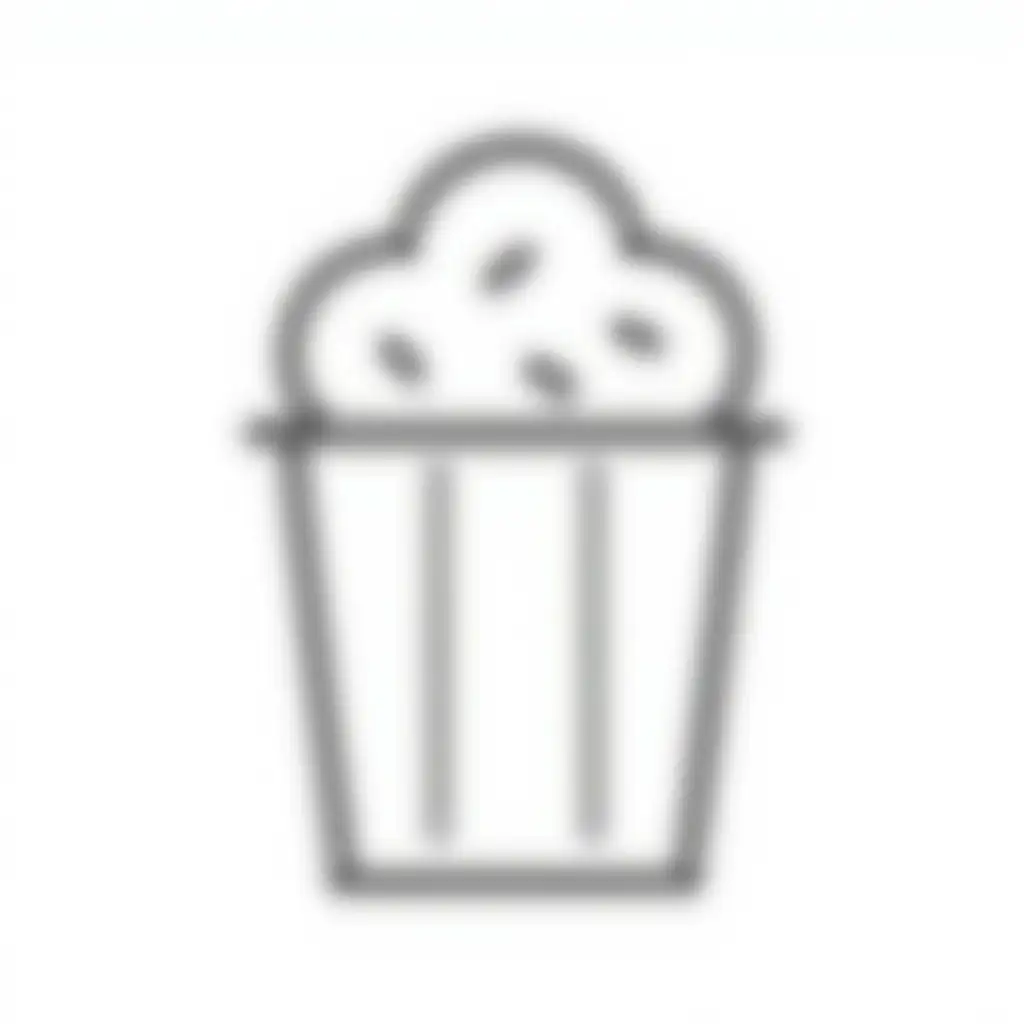 [popcorn], food ,a simple line interface icon, only black and white, white background