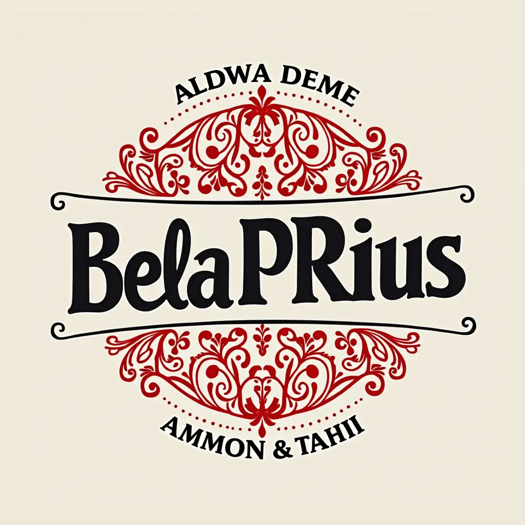 Bela Prius albanian brand. A brand in fashion industry, restaurants, bars, coffee, business etc. White, red and black colours