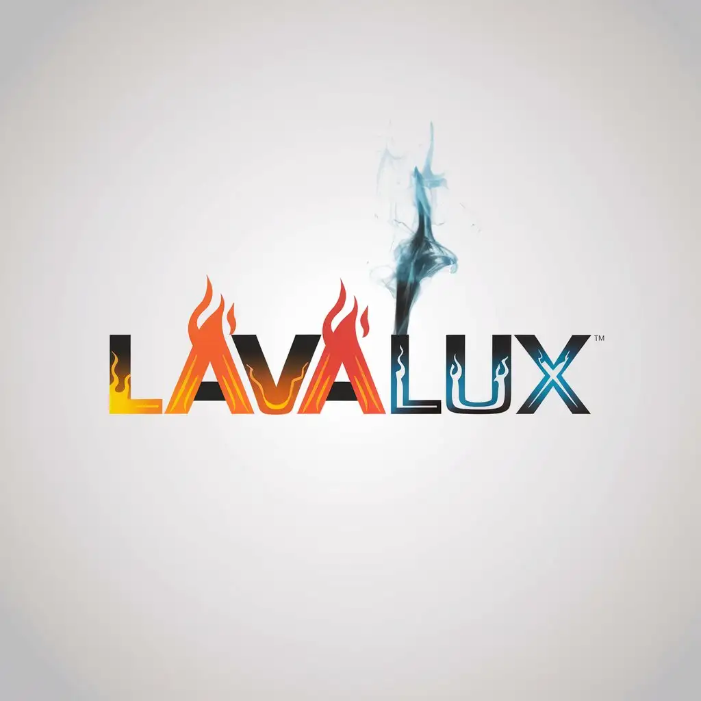 LOGO Design for Lavalux Flaming Glowing Text and Cooling Steamy BlueBlack Effect for a Luxurious Beauty Spa Theme