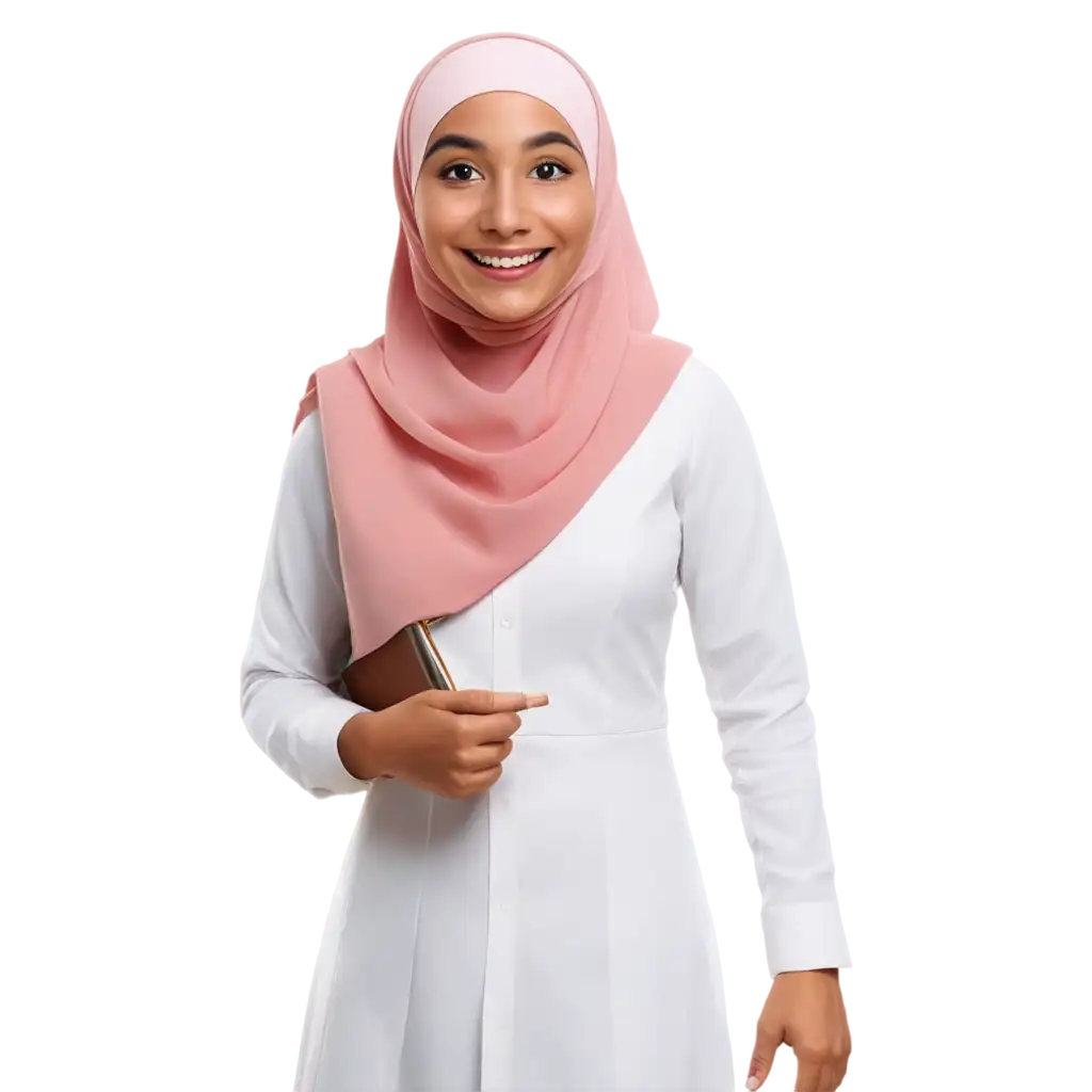 PNG-Image-of-3-Male-Bank-Officers-and-a-Female-Officer-in-Hijab-Smiling-in-Disney-Cartoon-Style