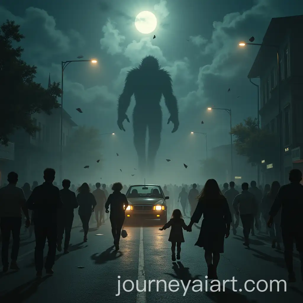 Panic-on-a-Foggy-Street-at-Night-with-a-Menacing-Beast-in-the-Background
