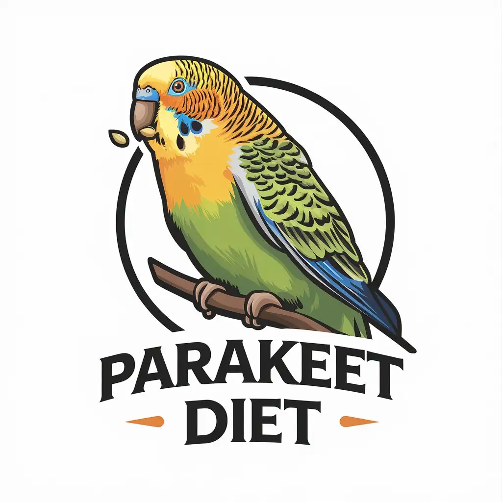 LOGO Design for Parakeet Diet Vector Logo Featuring Parakeet Eating Seeds