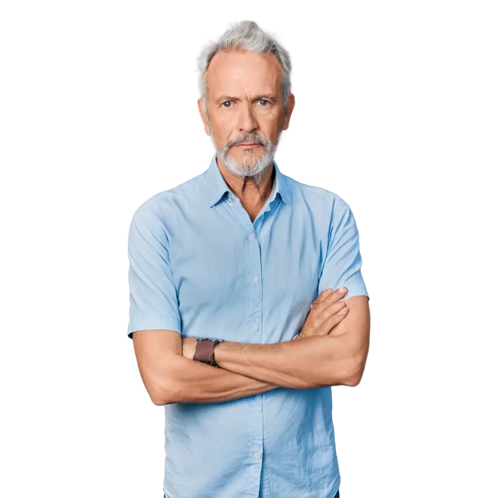 Serious-60YearOld-Man-with-Arms-Crossed-in-Light-Blue-Social-Shirt-HighQuality-PNG-Image