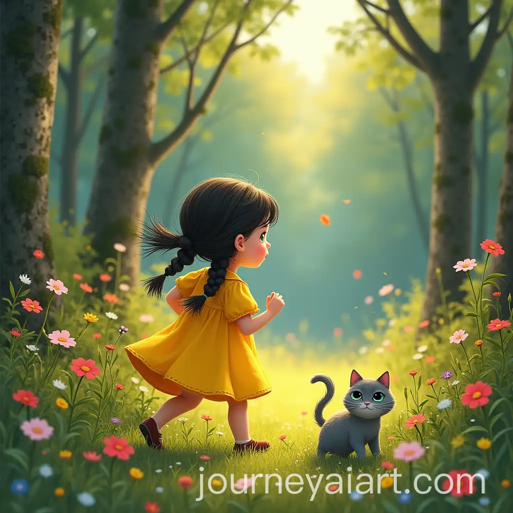 Little-Girl-Playing-Hide-and-Seek-with-Her-Cat-in-a-Colorful-Norwegian-Forest