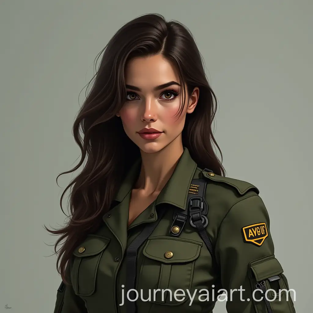 Female-Special-Forces-Soldier-in-Realistic-Army-Uniform-with-Dark-Brown-ShoulderLength-Hair