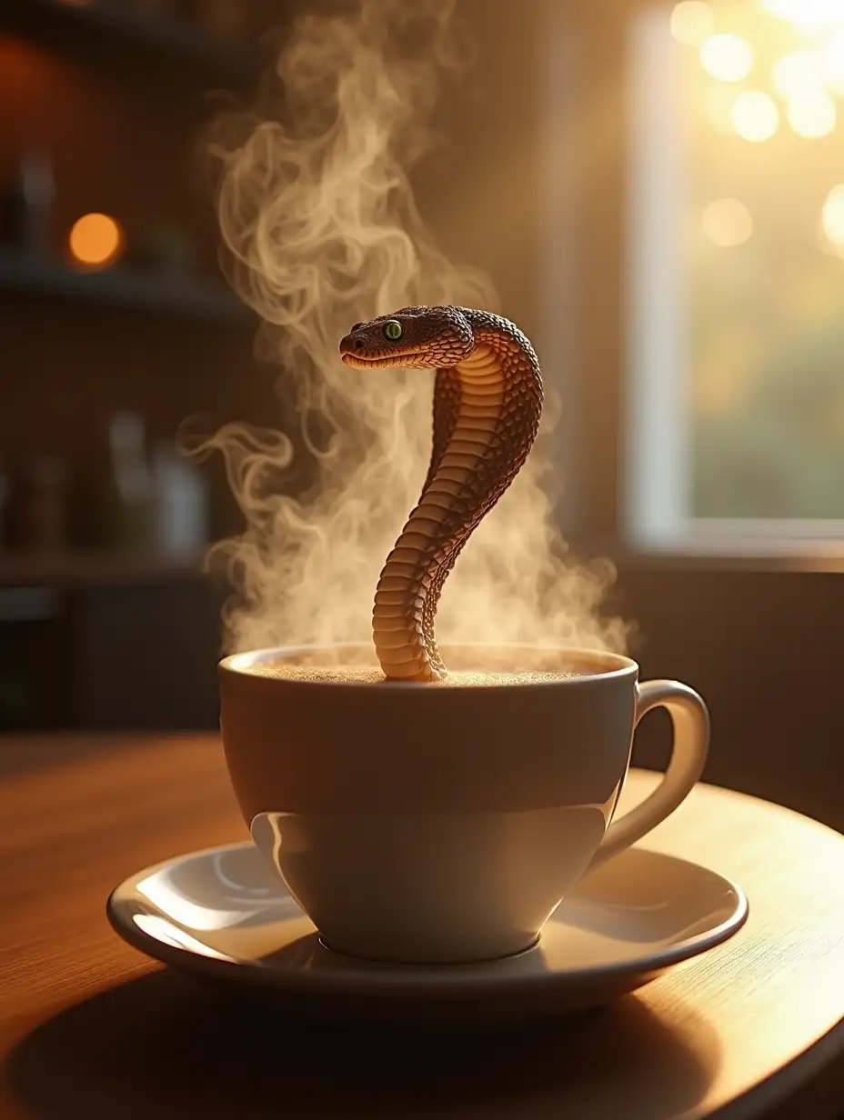 Steaming-Coffee-and-Indian-Cobra-Rising-from-the-Cup-in-Cozy-Caf