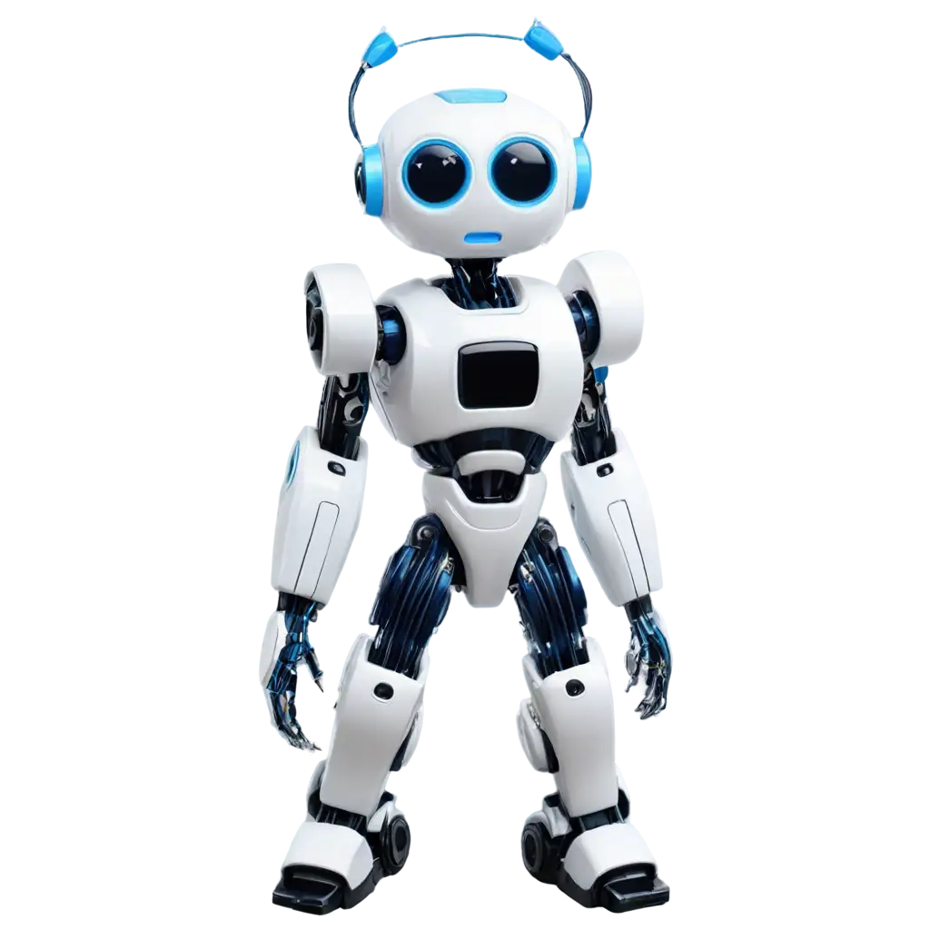 White-Robot-with-Blue-Wires-PNG-Image-for-HighQuality-Digital-Use