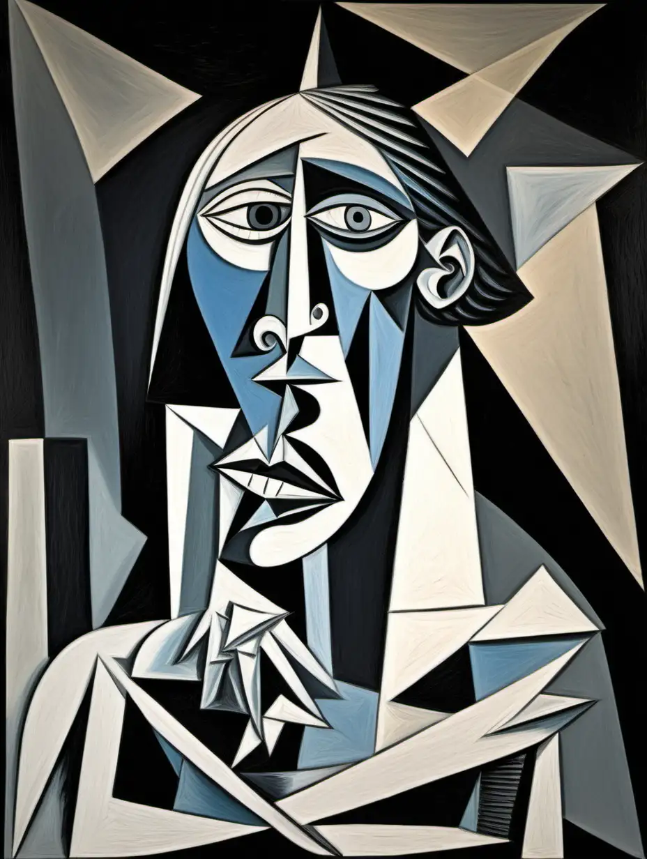 Modern Artistic Interpretation of Guernica Bust of a Man Inspired by Picasso