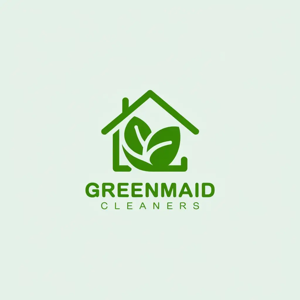 LOGO Design for GreenMaid Cleaners Minimalist EcoCleaning Theme with Text and Simple Symbolism