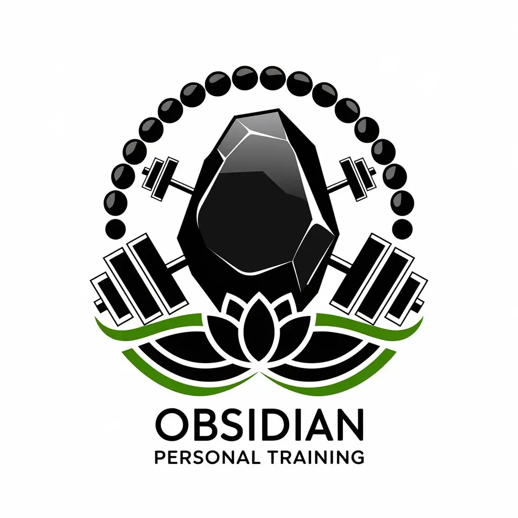 LOGO Design for Obsidian Personal Training Strength and Clarity with Obsidian Stone and Lotus Theme