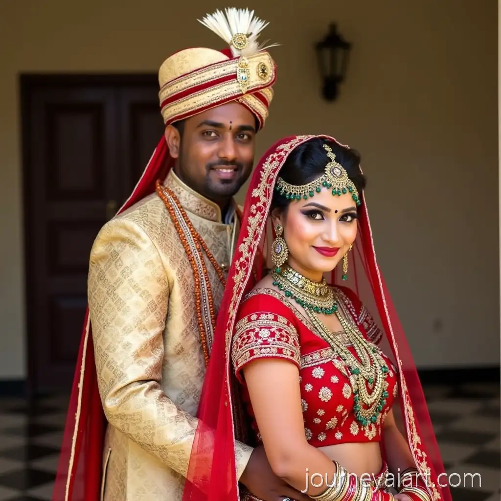 Indian-Wedding-with-Bride-and-Groom-in-Traditional-Attire-Celebrating-MultIndian-wedding-attireicultural-South-Asian-Heritage
