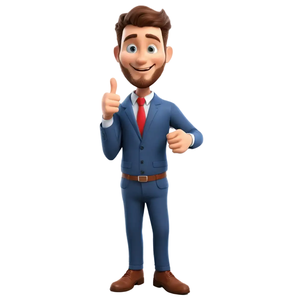 3D-Cartoon-Businessman-with-Blue-Shirt-Showing-Thumbs-Up-PNG-Image-Perfect-for-Professional-Use