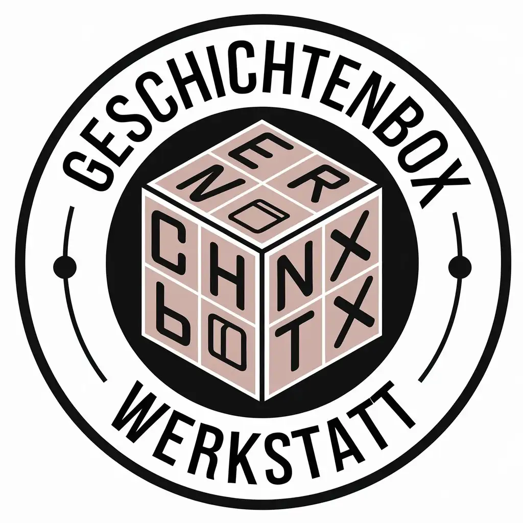 LOGO Design for Geschichtenbox Werkstatt 3D Cube Symbol with Clear Background