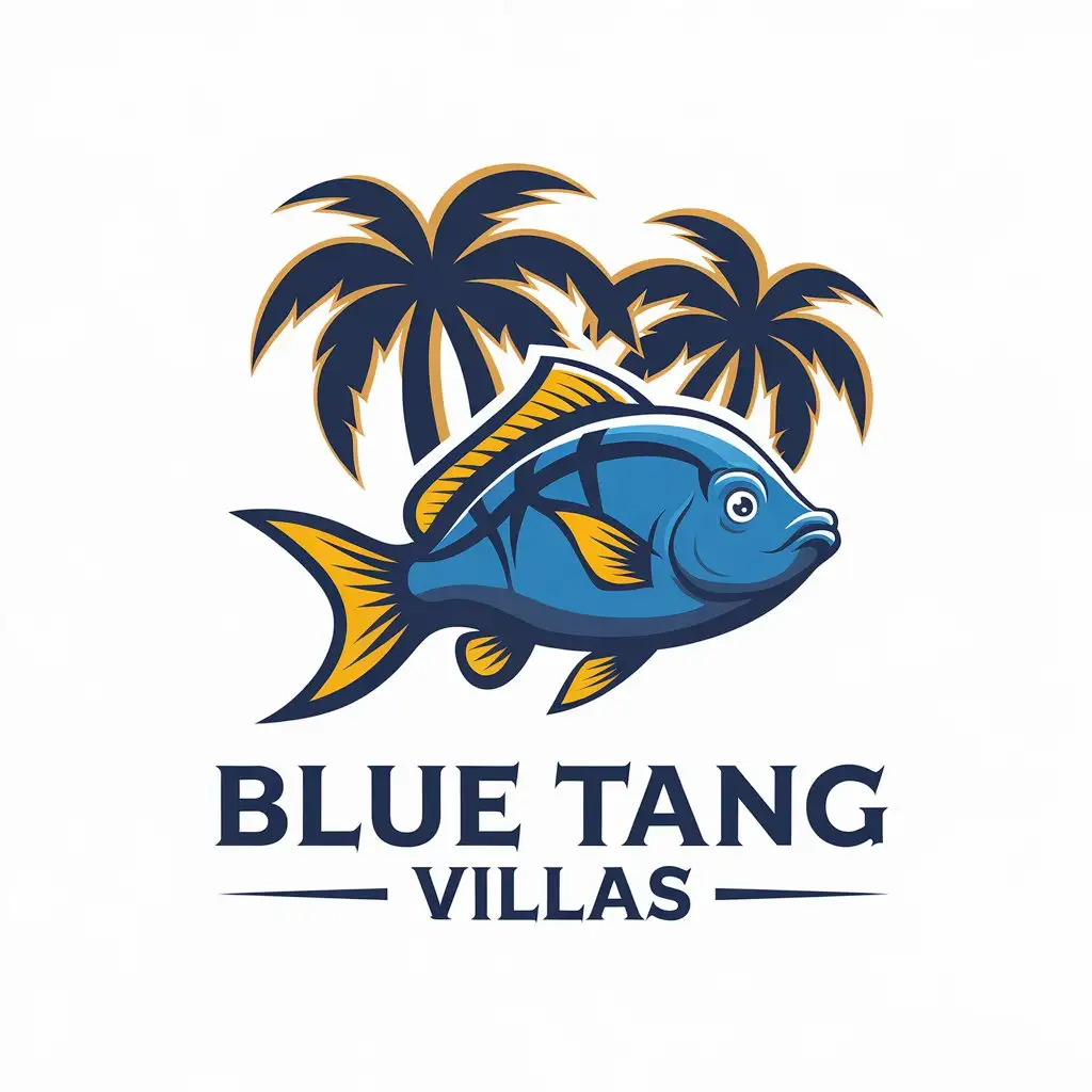 LOGO Design For Blue Tang Villas Modern Blue Yellow Fish Theme