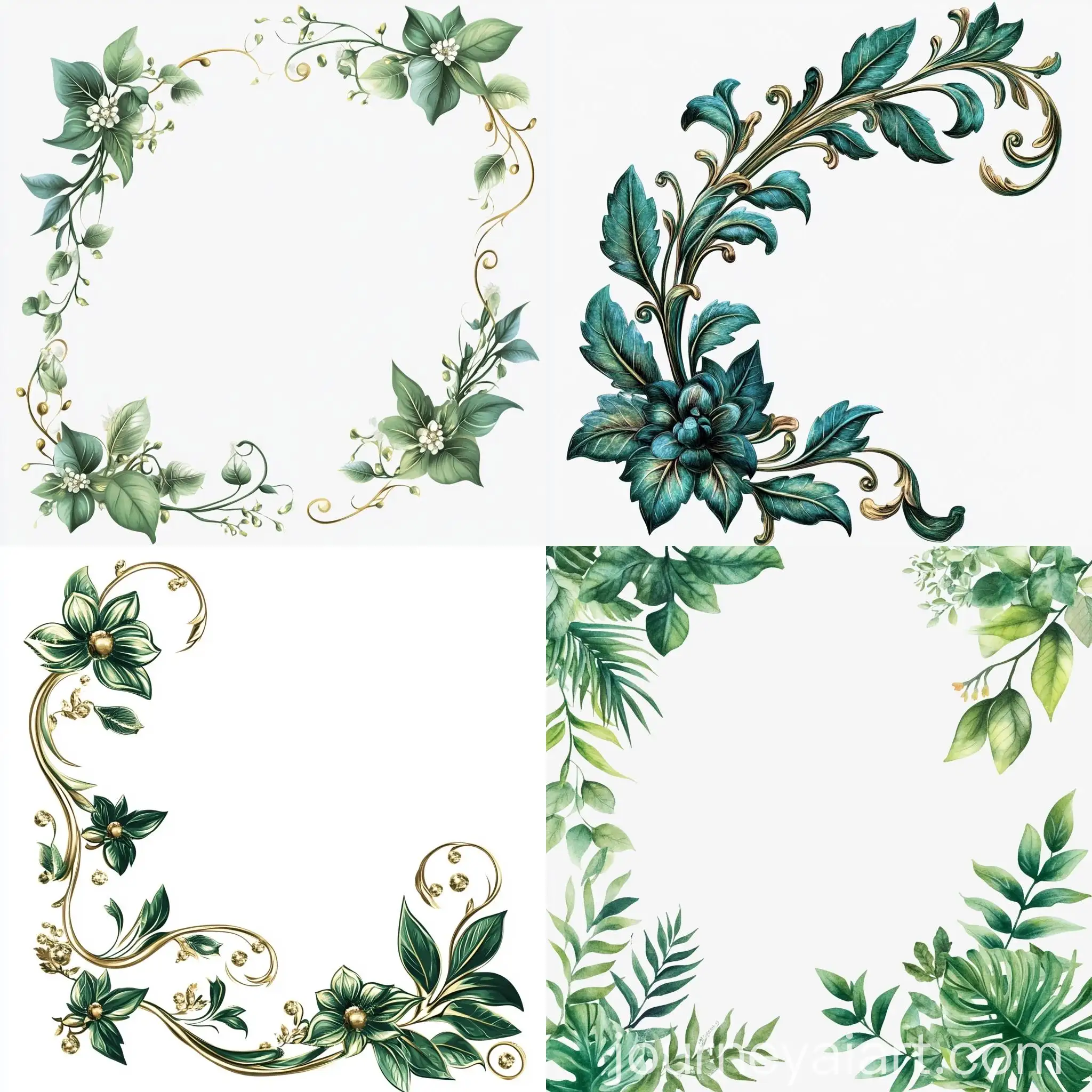 Luxury-Green-Leaf-Floral-Frame-Design-on-Transparent-Background